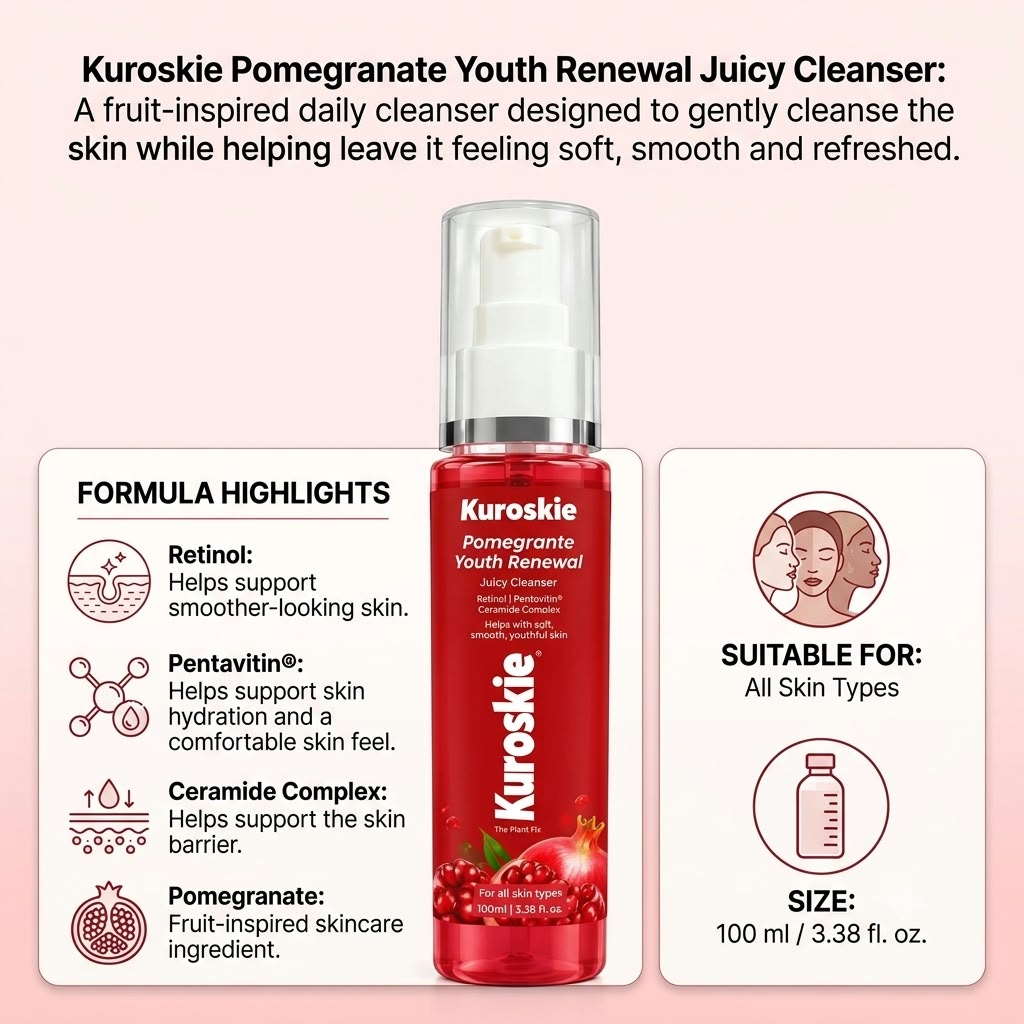 Kuroskie Pomegranate Youth Renewal Juicy Cleanser Face Wash - image 7