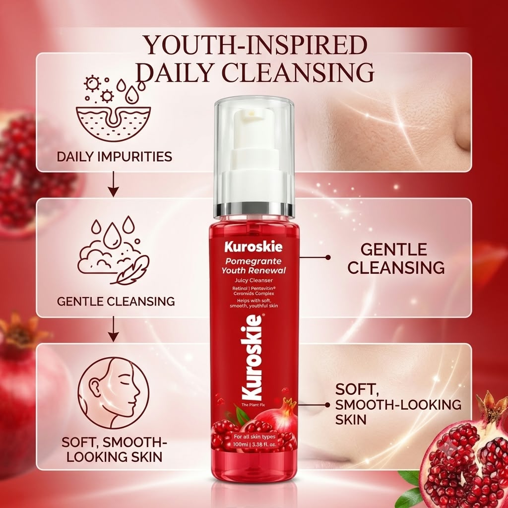 Kuroskie Pomegranate Youth Renewal Juicy Cleanser Face Wash - image 5