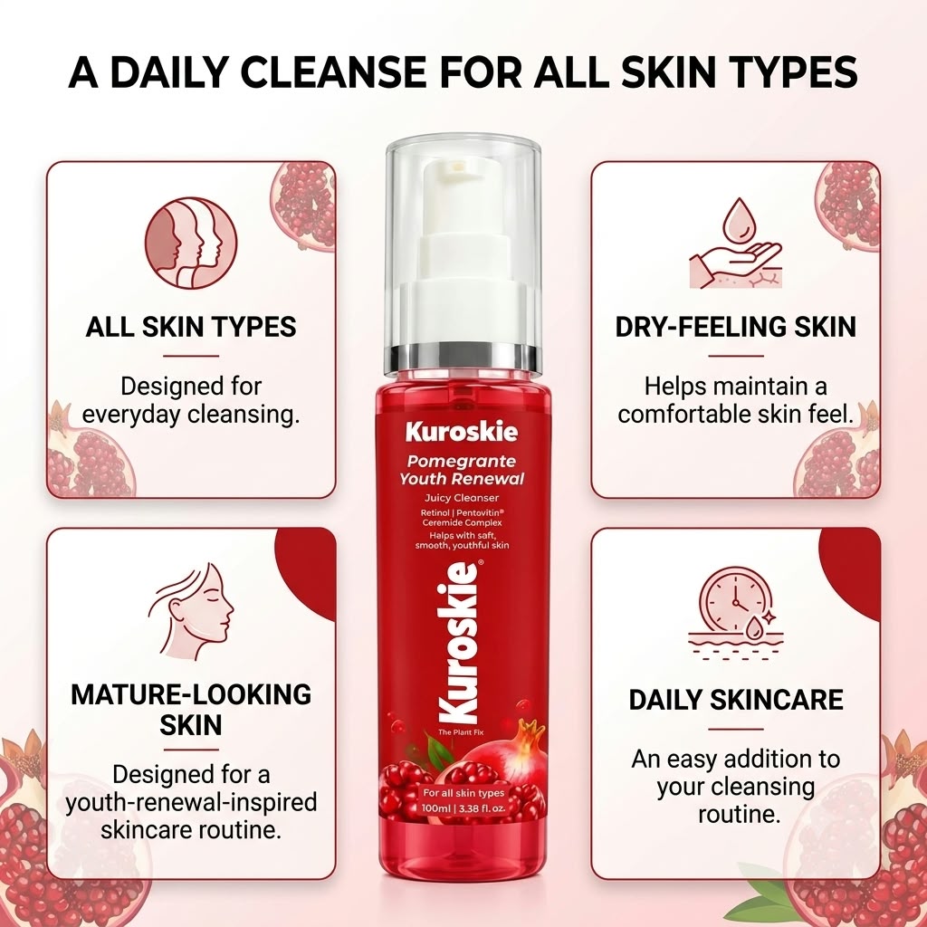 Kuroskie Pomegranate Youth Renewal Juicy Cleanser Face Wash - image 6