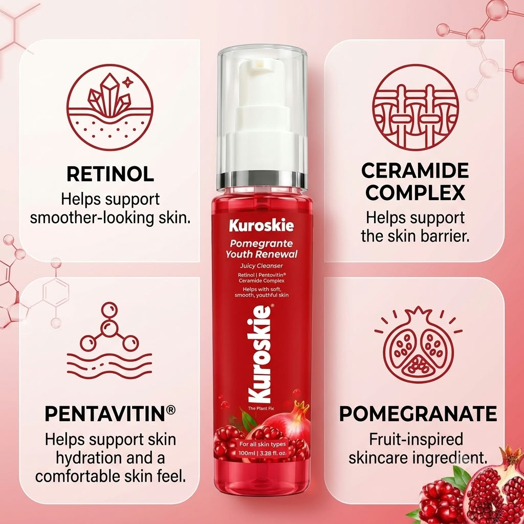 Kuroskie Pomegranate Youth Renewal Juicy Cleanser Face Wash - image 4