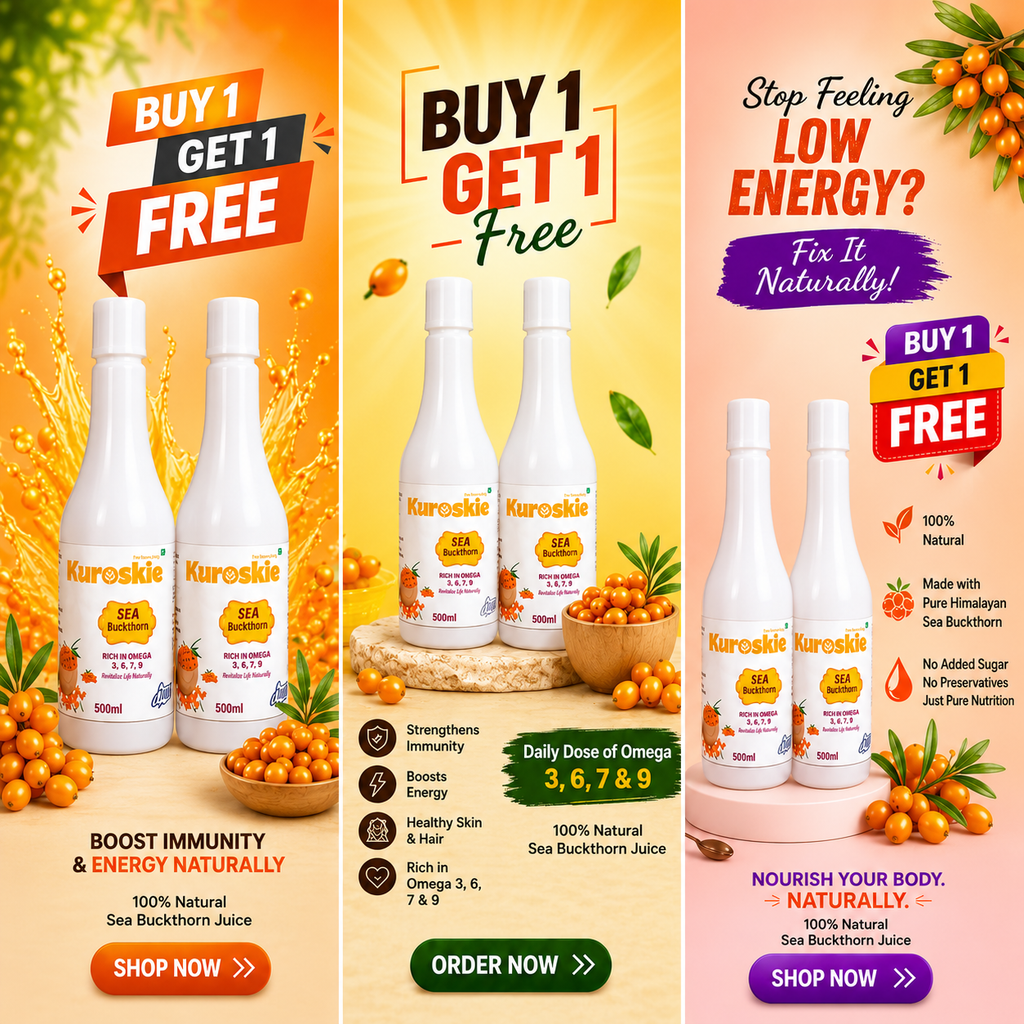 Buy 1 Get 1  Sea Bukthorn Juice - Rich in Omega 7 & Vitamin C - 500 ml