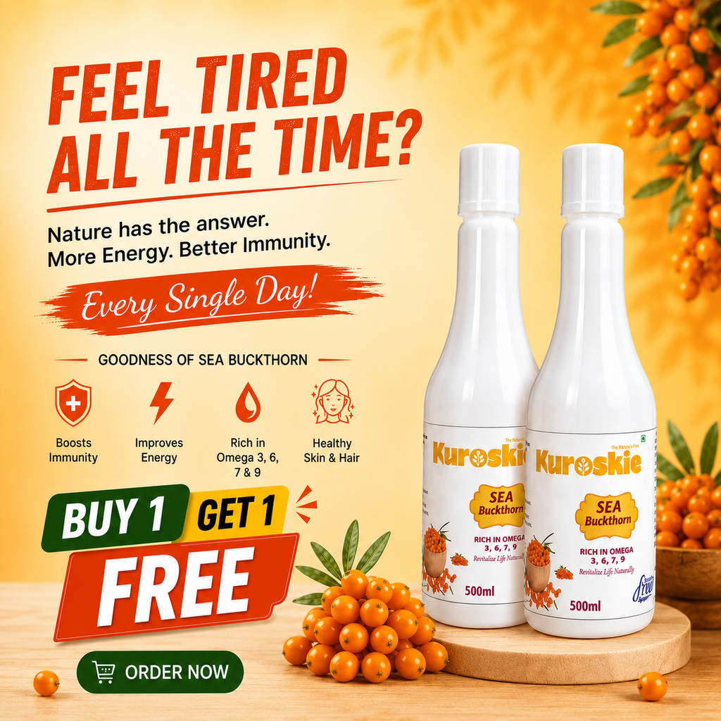 Buy 1 Get 1  Sea Bukthorn Juice - Rich in Omega 7 & Vitamin C - 500 ml