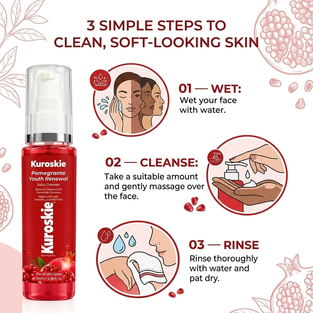 Kuroskie Pomegranate Youth Renewal Juicy Cleanser Face Wash - image 8