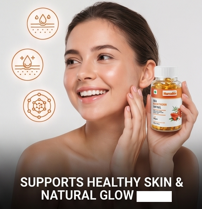Sea Buckthorn Oil Capsules (60 Capsules) - Rich  In Omega-7 Fatty Acids -Supports Healthy Skin & Natural Glow