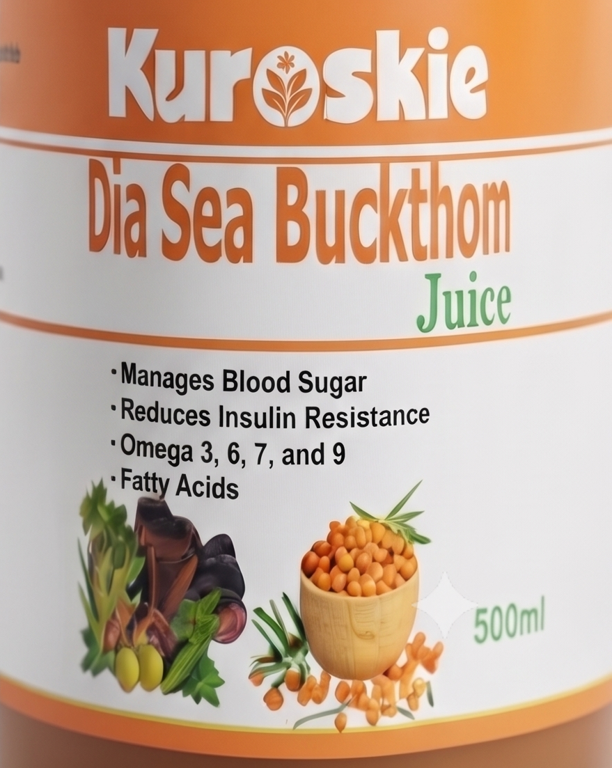 Kuroskie Diaseabucthorn Juice | Amla, Karela, Jamun & Tulsi | Men & Women | 500ml pack of 1