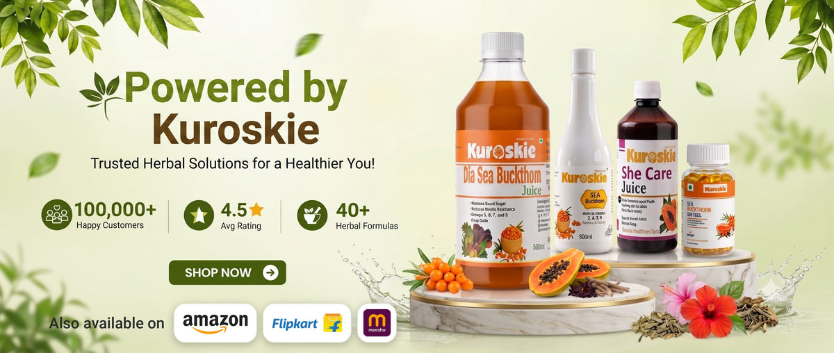 Powered by Kuroskie: trusted herbal solutions. Also available on Amazon, Flipkart and Meesho