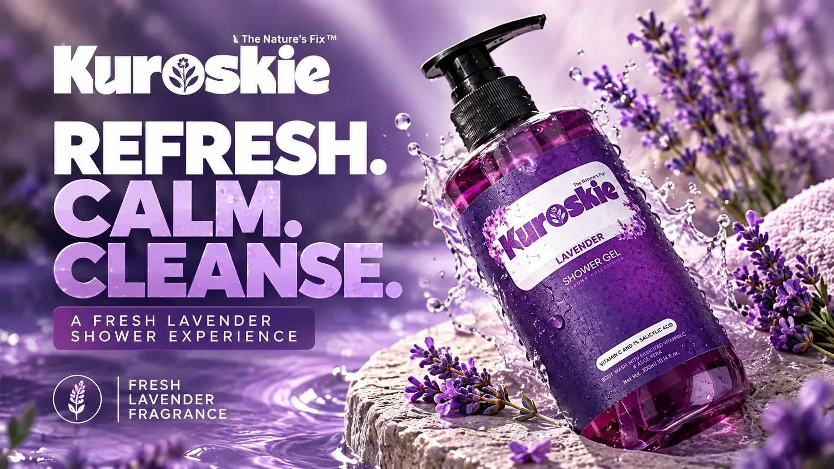 Lavender Shower Gel With Vitamin C And 1%Salicylic Acid And Oud White Delux Shower Gel Pack Of 2 - brand image 2