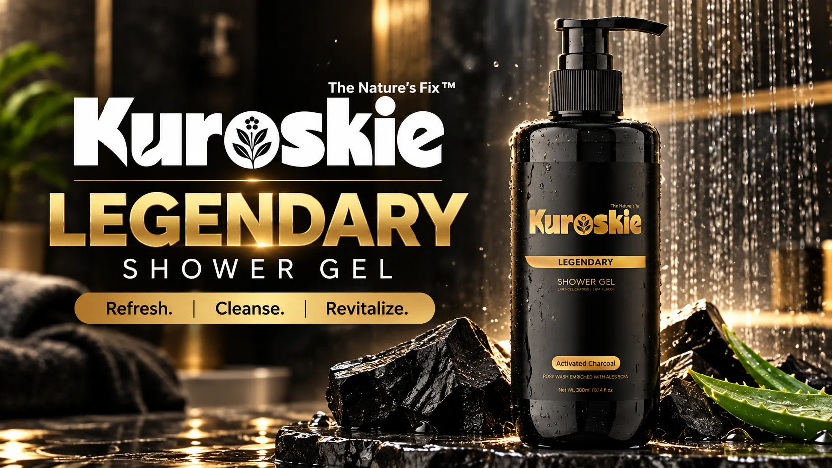 Kuroskie Legendary Shower Gel with activated charcoal