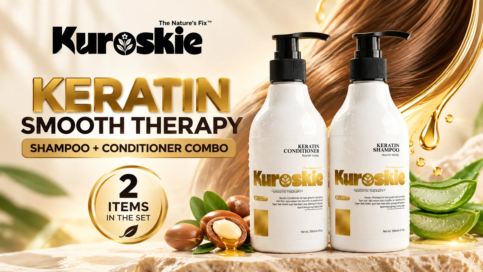 Kuroskie Keratin Smooth Therapy shampoo and conditioner combo