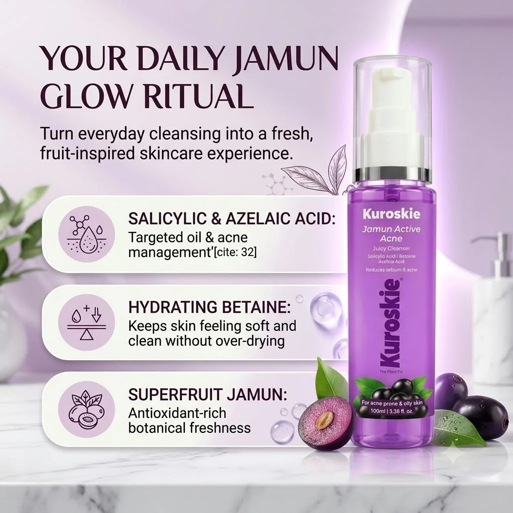Jamun Active Acne Juicy Cleanser Face Wash with Salicylic Acid, Azelaic Acid & Betaine - 100 ml - brand image 2