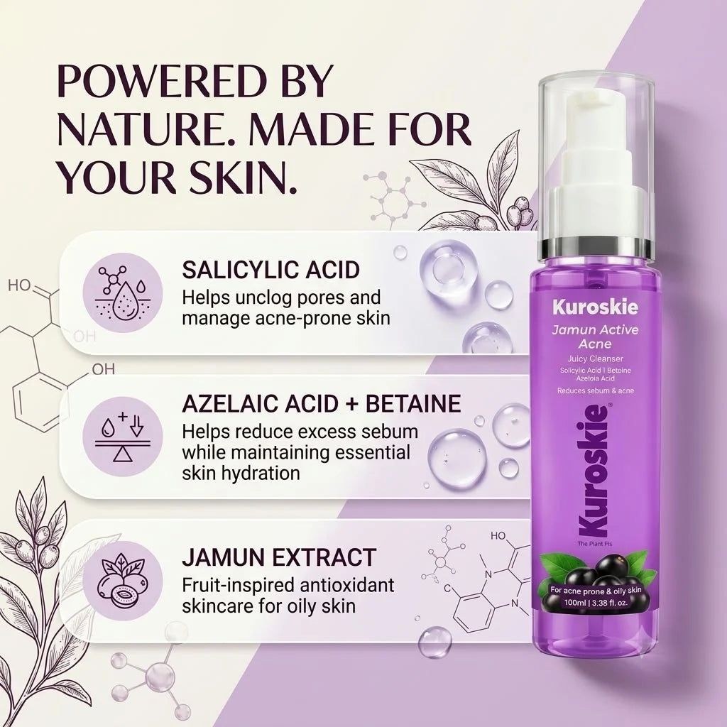 Jamun Active Acne Juicy Cleanser Face Wash with Salicylic Acid, Azelaic Acid & Betaine - 100 ml - brand image 3