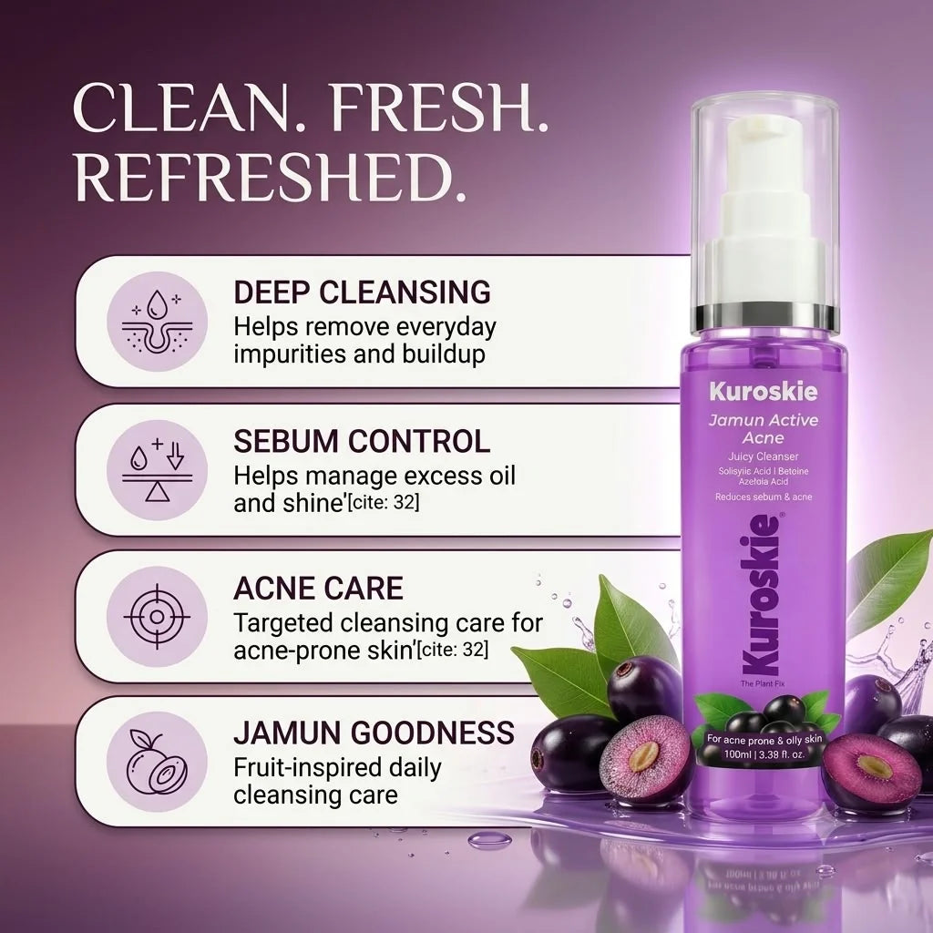 Jamun Active Acne Juicy Cleanser Face Wash with Salicylic Acid, Azelaic Acid & Betaine - 100 ml - brand image 4