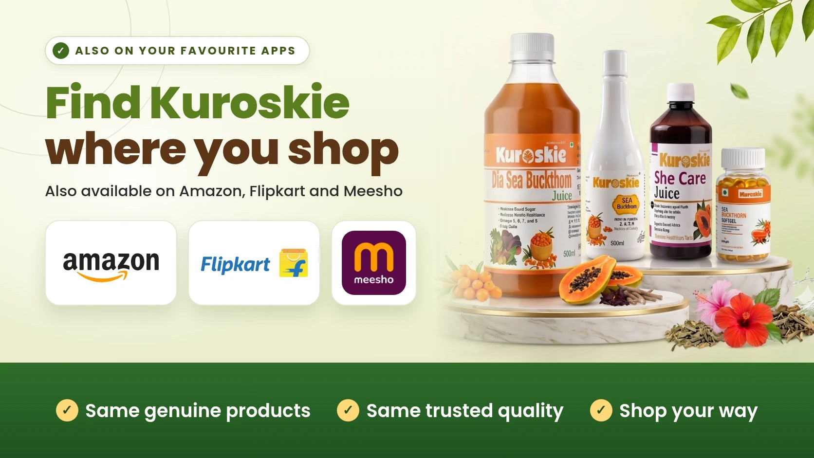 Kuroskie is also available on Amazon, Flipkart and Meesho